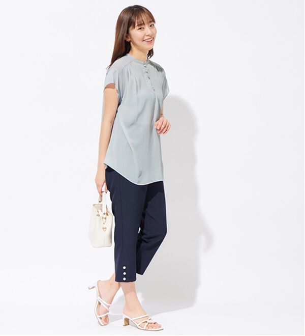 alotta（アロッタ）の「楊柳素材クルミボタンチュニックブラウス（チュニック）」｜詳細画像