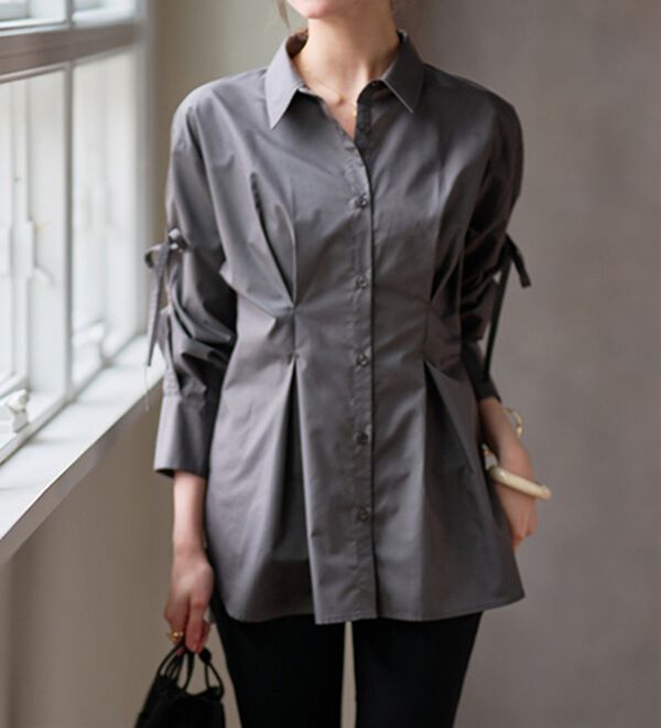 RANAN（ラナン）の「ウエストタック袖リボンシャツ（シャツ）」｜詳細画像