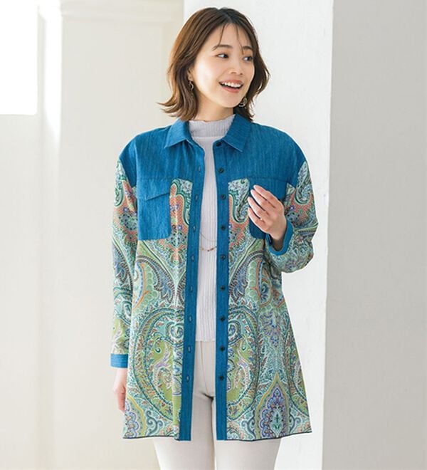 ルフラン（ルフラン）の「華やか柄シャツチュニック（シャツ）」｜詳細画像