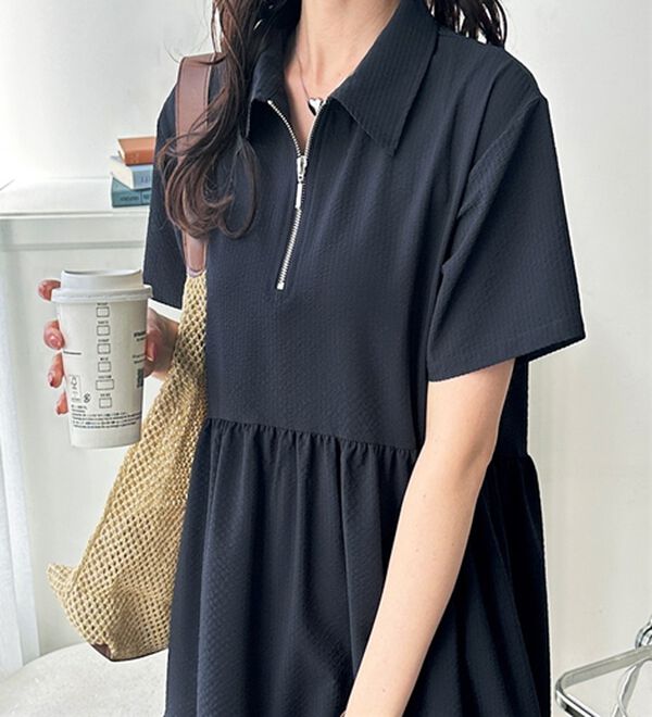 GeeRA（ジーラ）の「サッカーティアードハーフジップワンピース（その他ワンピース）」｜詳細画像