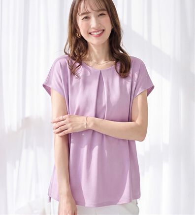 alotta（アロッタ）の「ひんやりタックデザインＴシャツ（カットソー）」