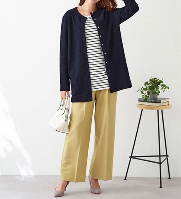 BELLUNA（ベルーナ）の「ツイード調カーデ&times;ボーダーアンサンブル（アンサンブル）」｜詳細画像