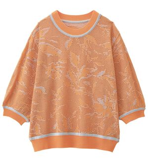 RANAN（ラナン）の「リーフ柄メッシュニット（ニット・セーター）」｜オレンジ系