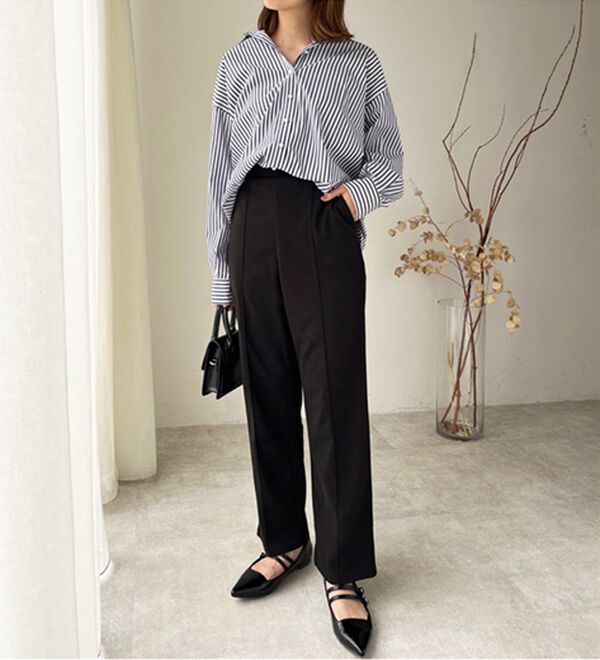 GeeRA（ジーラ）の「ウールライクピンタックストレートパンツ（ワイドパンツ・ガウチョ）」｜詳細画像