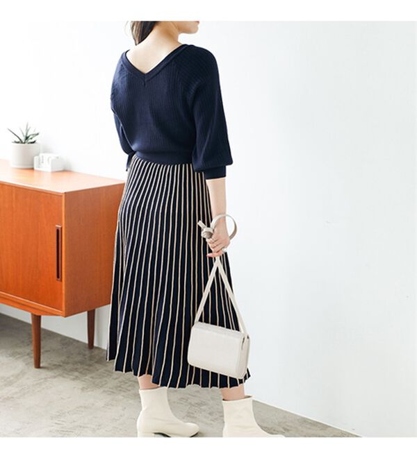 GeeRA（ジーラ）の「前後２ＷＡＹプリーツニットワンピース（ニットワンピース）」｜詳細画像