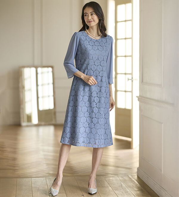 BELLUNA（ベルーナ）の「軽やかロングジャケットレースワンピースアンサンブル（ワンピースセットスーツ）」｜詳細画像