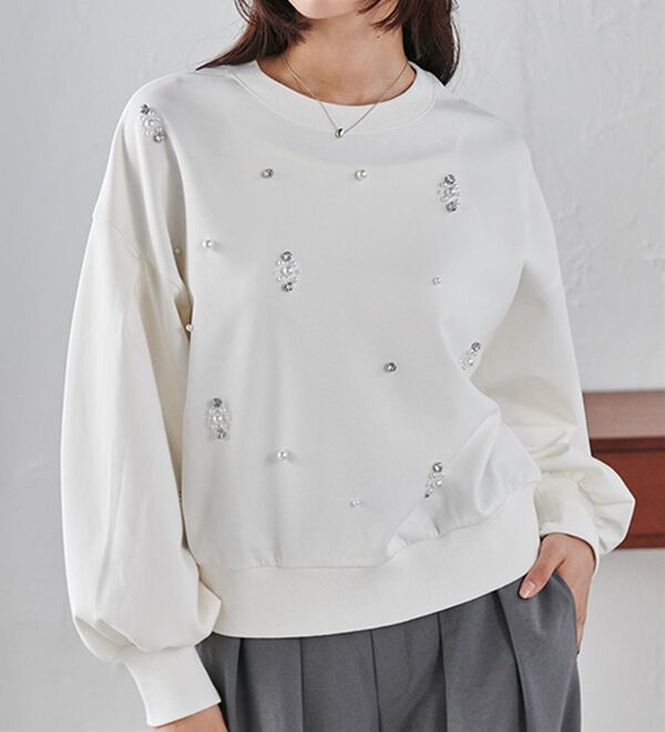 RANAN（ラナン）の「ビジュー使いボリューム袖プルオーバー（カットソー）」｜詳細画像