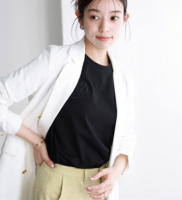 Pierrot（ピエロ）の「シルケット刺繍Ｔシャツ（Tシャツ）」｜詳細画像