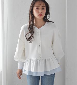 RANAN（ラナン）の「フリルぺプラムショートカーデ（その他カーディガン）」｜オフホワイト