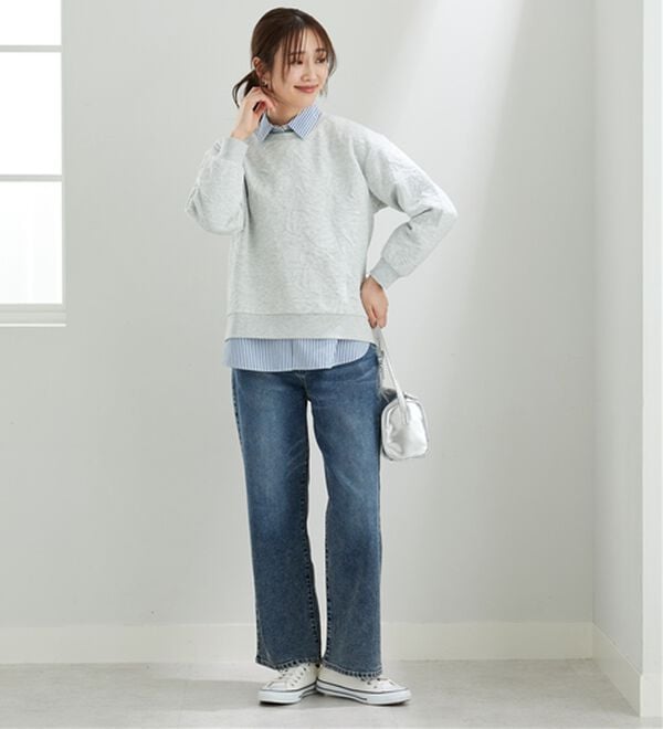 BELLUNA（ベルーナ）の「デニム素材美脚見えワイドパンツ（ワイドパンツ・ガウチョ）」｜詳細画像