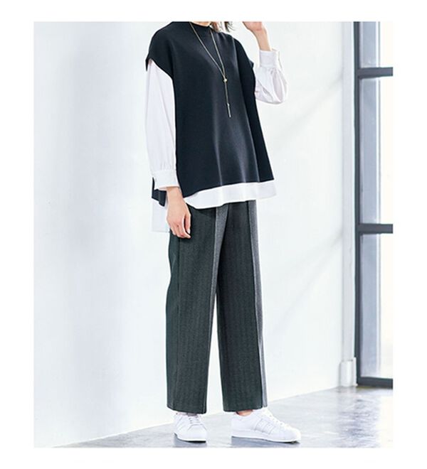 VINNO（ヴィノ）の「＜日本製＞尾州生地・ふんわりタッチワイドパンツ（ワイドパンツ・ガウチョ）」｜詳細画像