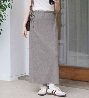 CHAN ME（チャンミ）の「リブロングタイトスカート（ロングスカート）」｜杢グレー