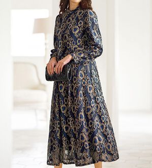 ハイネックデザインレースワンピース - ベルーナ【公式】