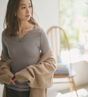 LAVIENNE（ラヴィエンヌ）の「【吸湿発熱】【抗菌防臭】２ＷＡＹレースインナー（肌着・インナーウェア）」｜詳細画像