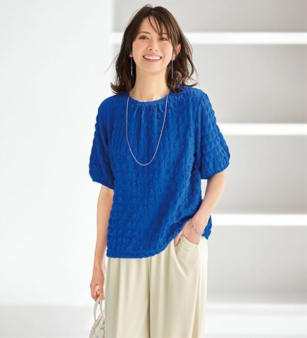 BELLUNA（ベルーナ）の「シャリさら！快適ドロストワイドパンツ（ワイドパンツ・ガウチョ）」｜詳細画像