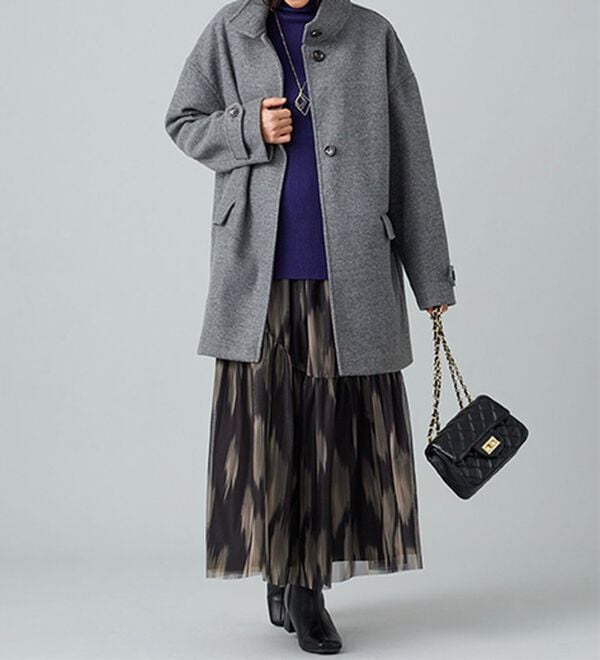 BELLUNA（ベルーナ）の「ウール調スタンド衿ミドル丈コクーンコート（ハーフコート）」｜詳細画像