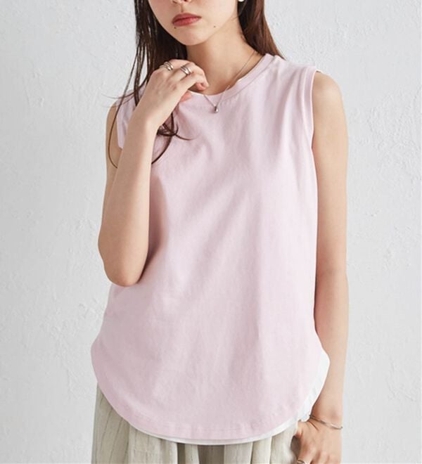 RANAN（ラナン）の「ひんやり！＜BC＞綿100％タンクトップ【選べる着丈】（カットソー）」｜詳細画像