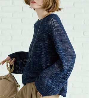 BELLUNA（ベルーナ）の「スパンコール付透かし編みニットプルオーバー（ニット・セーター）」｜詳細画像