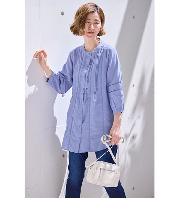 BELLUNA（ベルーナ）の「機能付リネン混ピンタック使いシャツチュニック（チュニック）」｜詳細画像