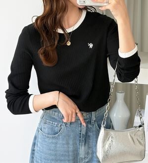 GeeRA（ジーラ）の「【U.S. POLO ASSN.】配色デザインリブロンT（カットソー）」｜ブラック
