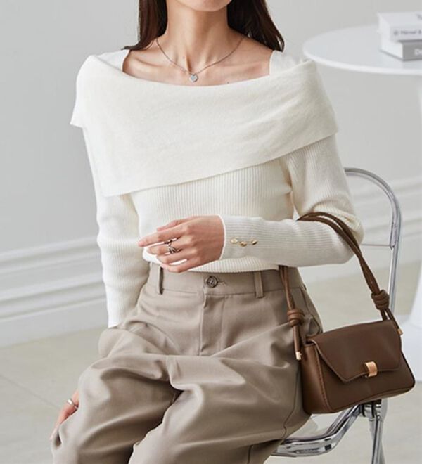 RANAN（ラナン）の「アシメオフショルリブニット（ニット・セーター）」｜詳細画像