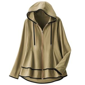 ルフラン（ルフラン）の「体型カバーに重宝！ペプラム切替えパーカー（ブルゾン）」｜ブラウン