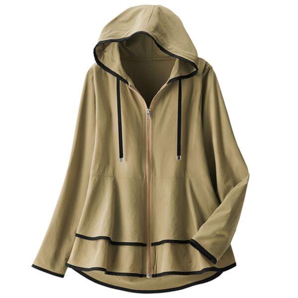 ルフラン（ルフラン）の「体型カバーに重宝！ペプラム切替えパーカー（ブルゾン）」｜ブラウン