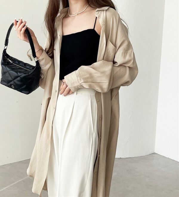 GeeRA（ジーラ）の「スリット入りロングシャツワンピース（シャツワンピース）」｜詳細画像