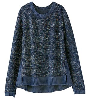 BELLUNA（ベルーナ）の「メランジニットスリットデザインセーター（ニット・セーター）」｜ネイビー系