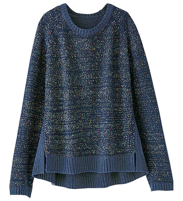 BELLUNA（ベルーナ）の「メランジニットスリットデザインセーター（ニット・セーター）」｜ネイビー系