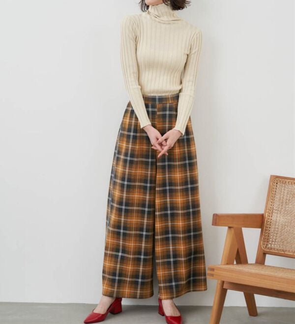 RANAN（ラナン）の「柔らかあったか！裏起毛ロングフレアガウチョパンツ（フルレングスパンツ）」｜詳細画像