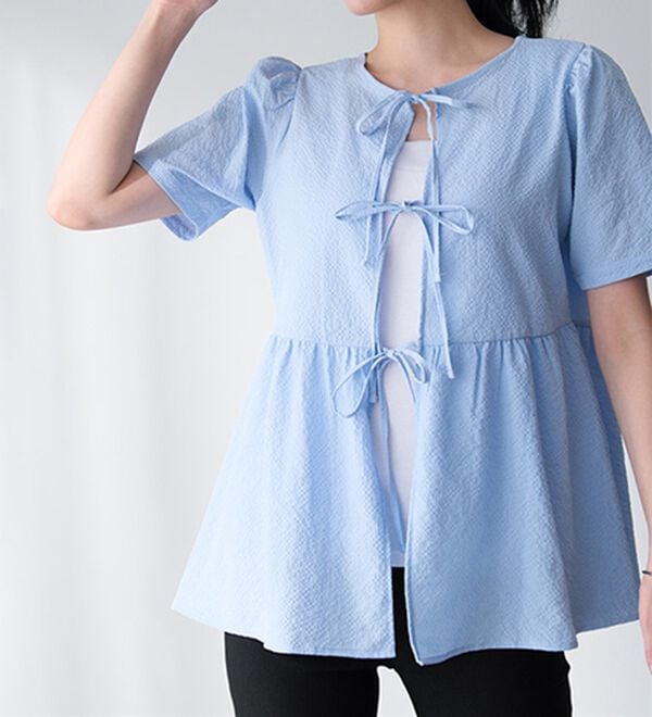 RANAN（ラナン）の「ひんやり！前後２ＷＡＹリボンデザインブラウス（ブラウス）」｜詳細画像