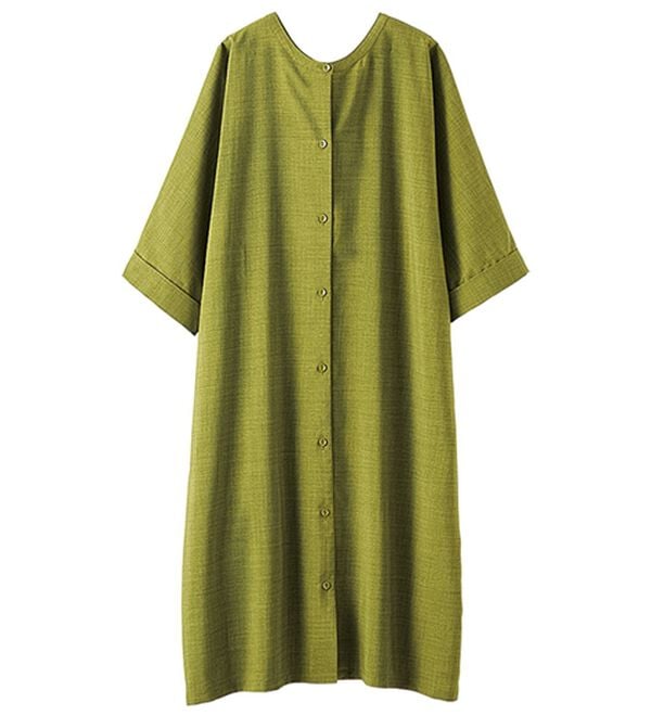 BELLUNA（ベルーナ）の「すっぽり体型カバー！麻調２ｗａｙワンピース（その他ワンピース）」｜詳細画像