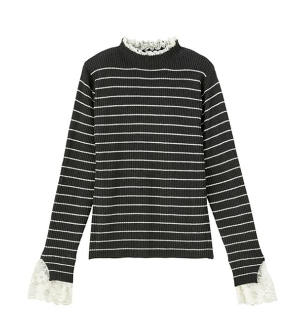 GeeRA（ジーラ）の「大人可愛い！レースが上品なハイネックニット（ニット・セーター）」｜詳細画像