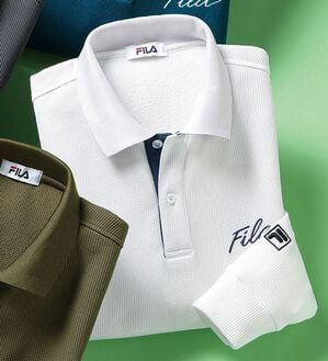 「＜フィラ＞裏起毛ワッフルポロシャツ（メンズポロシャツ）」｜ホワイト