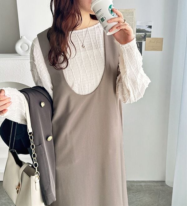 GeeRA（ジーラ）の「楽ちん！ストレッチ前後２ＷＡＹジャンパースカート（ジャンパースカート）」｜詳細画像