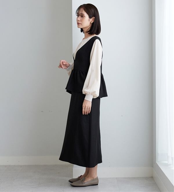 BELLUNA（ベルーナ）の「体型カバー！ペプラムジャンパースカート（ジャンパースカート）」｜詳細画像