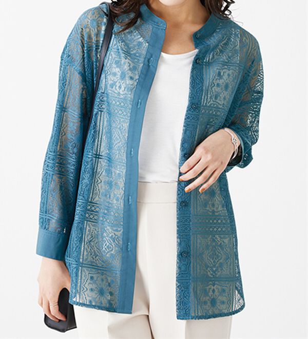 BELLUNA（ベルーナ）の「上品レース素材シャツチュニック（チュニック）」｜詳細画像