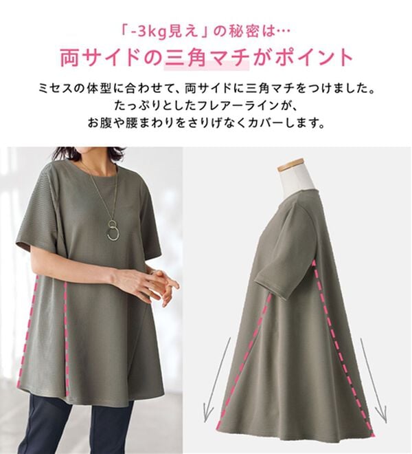 BELLUNA（ベルーナ）の「ひんやり！ポコポコエンボス素材－３ｋｇ見えチュニック（チュニック）」｜詳細画像