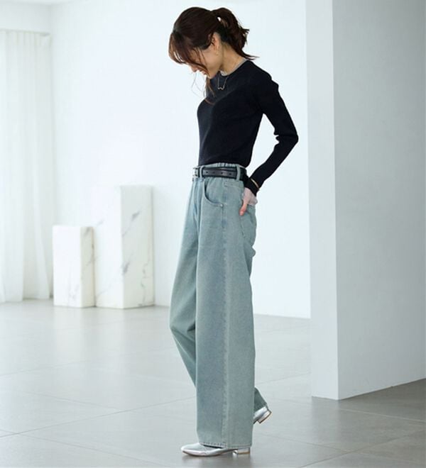 BELLUNA（ベルーナ）の「オシャレに見えるカーブデニムパンツ（ワイドパンツ・ガウチョ）」｜詳細画像