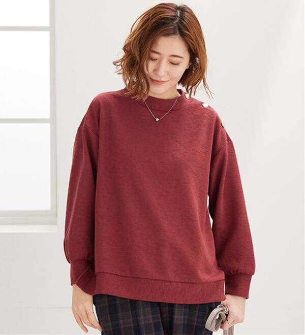 BELLUNA（ベルーナ）の「ジャカード素材肩ボタンプルオーバー（カットソー）」｜詳細画像