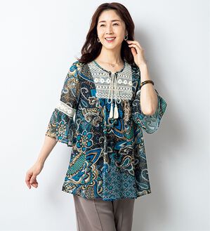 ルフラン（ルフラン）の「シフォンプリントチュニック＜ルーゼリア＞（チュニック）」｜ペイズリー柄