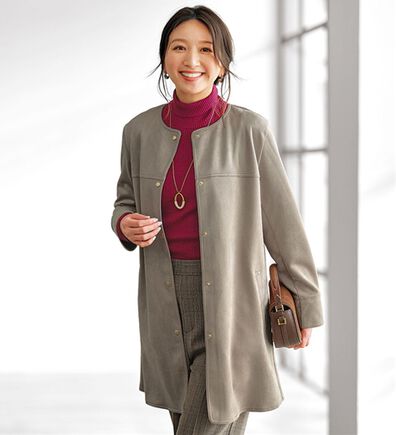 Noona peplum jacket グレー ノーカラー Noona peplum jacket(Gray) – Audire