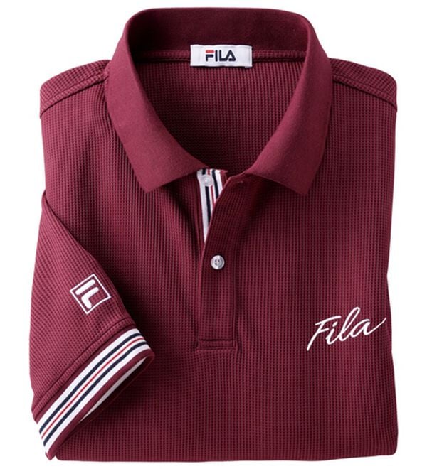 「＜フィラ＞キシリトール加工ワッフルデザインポロ（メンズポロシャツ）」｜ワイン