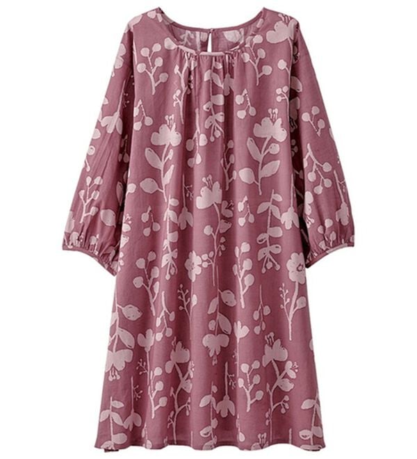 BELLUNA（ベルーナ）の「綿１００％ナチュラルプリントチュニック（チュニック）」｜大花柄(ローズ)