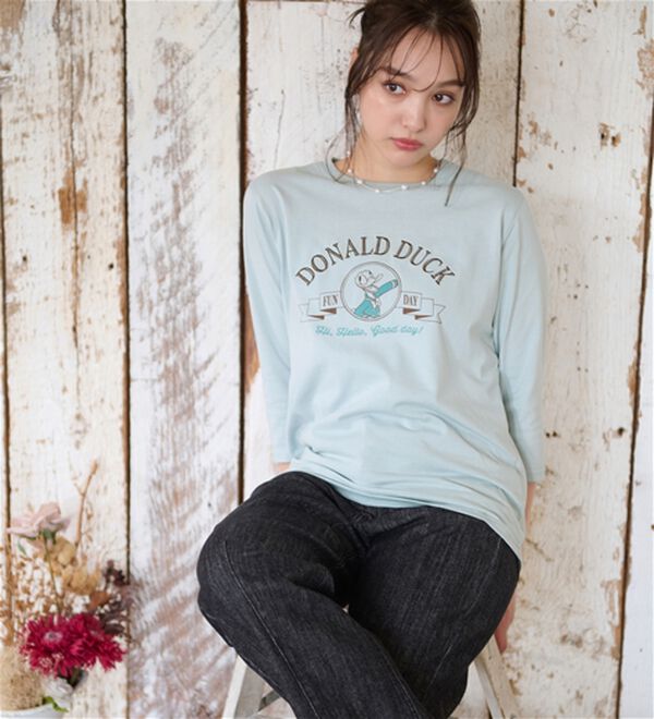 BELLUNA（ベルーナ）の「＜Ｄｉｓｎｅｙ＞【ドナルド】プリント7分袖Tシャツ（Tシャツ）」｜詳細画像