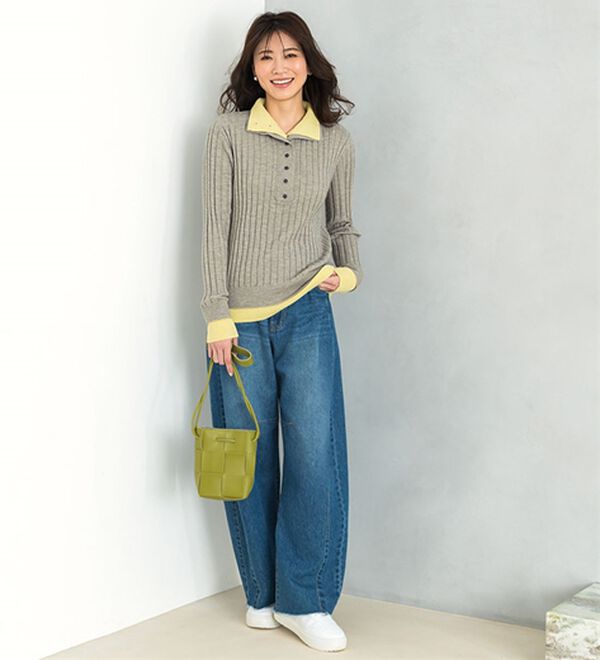 BELLUNA（ベルーナ）の「多ボタン使い配色ニットプルオーバー（ニット・セーター）」｜詳細画像