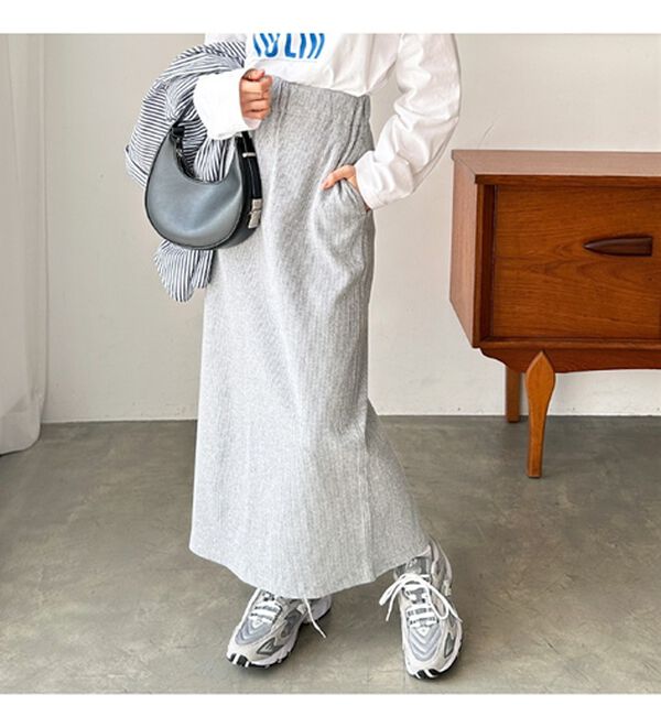 GeeRA（ジーラ）の「【着回し力◎】楽ちんすっきり見え！リブロングスカート（ロングスカート）」｜詳細画像