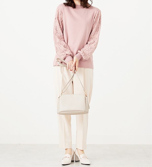 BELLUNA（ベルーナ）の「袖起毛レースニットプルオーバー（ニット・セーター）」｜詳細画像