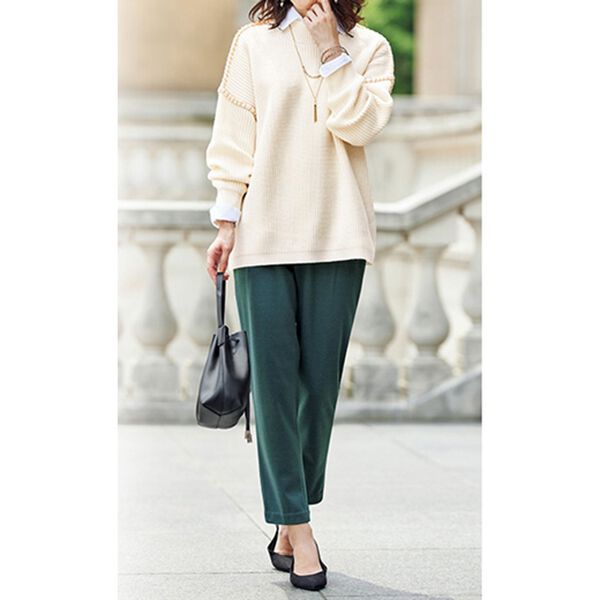 BELLUNA（ベルーナ）の「ウール見えストレッチすっきりパンツ（フルレングスパンツ）」｜詳細画像